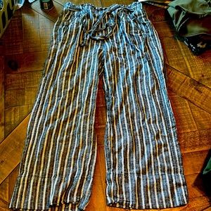 Striped blue and white dress pants